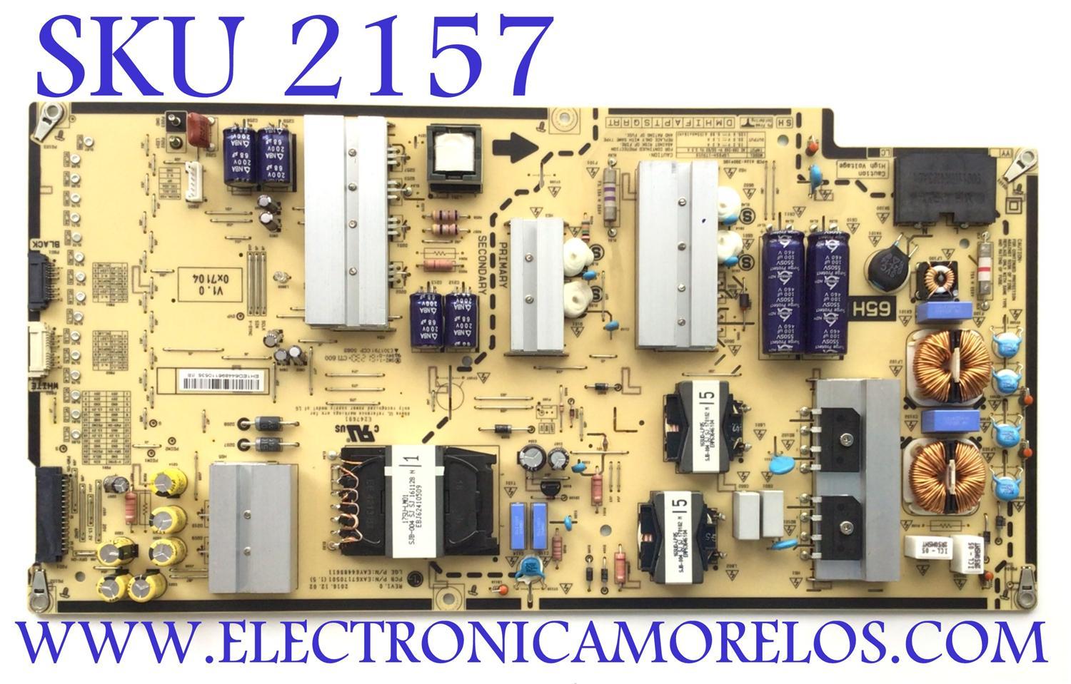 FUENTE PARA TV LG / NUMERO DE PARTE EAY64489611 / EAX67170501 / 64489611 / PANEL LC650EQF (YK)(M1) / MODELO 65SJ9500-UA.AUSYLJR